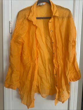 Primark Bright Orange Sheer Button-Up Top